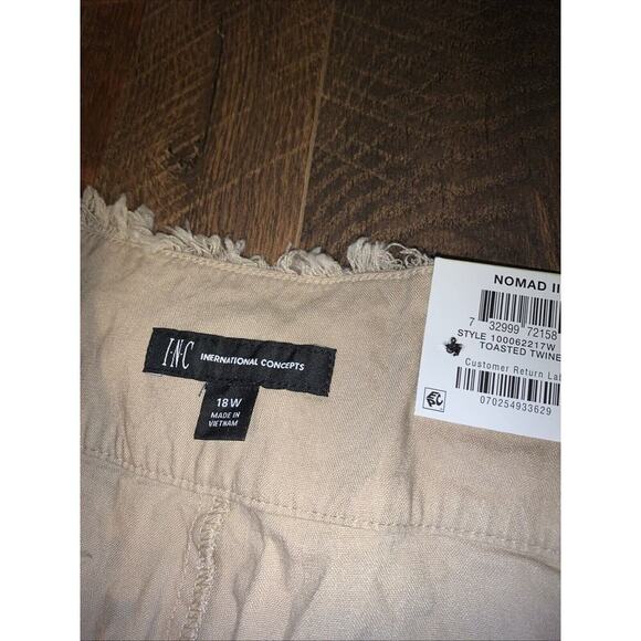 INC Women's Plus Size Belted Frayed-Hem Culottes Nomad (18W, Toasted Twine, $79) - Picture 3 of 3